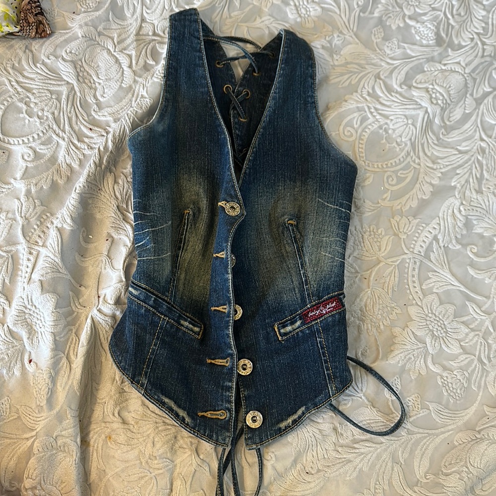 Denim Baby Phat vest fits more like a XS